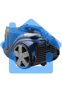 Пылесос BBK BV1901 синий/серый, 400/2200 Вт, уборка сухая, пылесборник контейнер 3 л