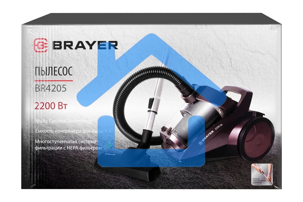 Пылесос BRAYER BR4205 коричневый, 420/2200 Вт, уборка сухая, пылесборник контейнер, 4 л