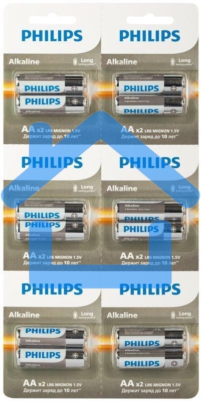 Элемент питания алкалиновый AA/LR6 1.5В Entry отрывной набор (блист. 12шт) Philips Б0064636
