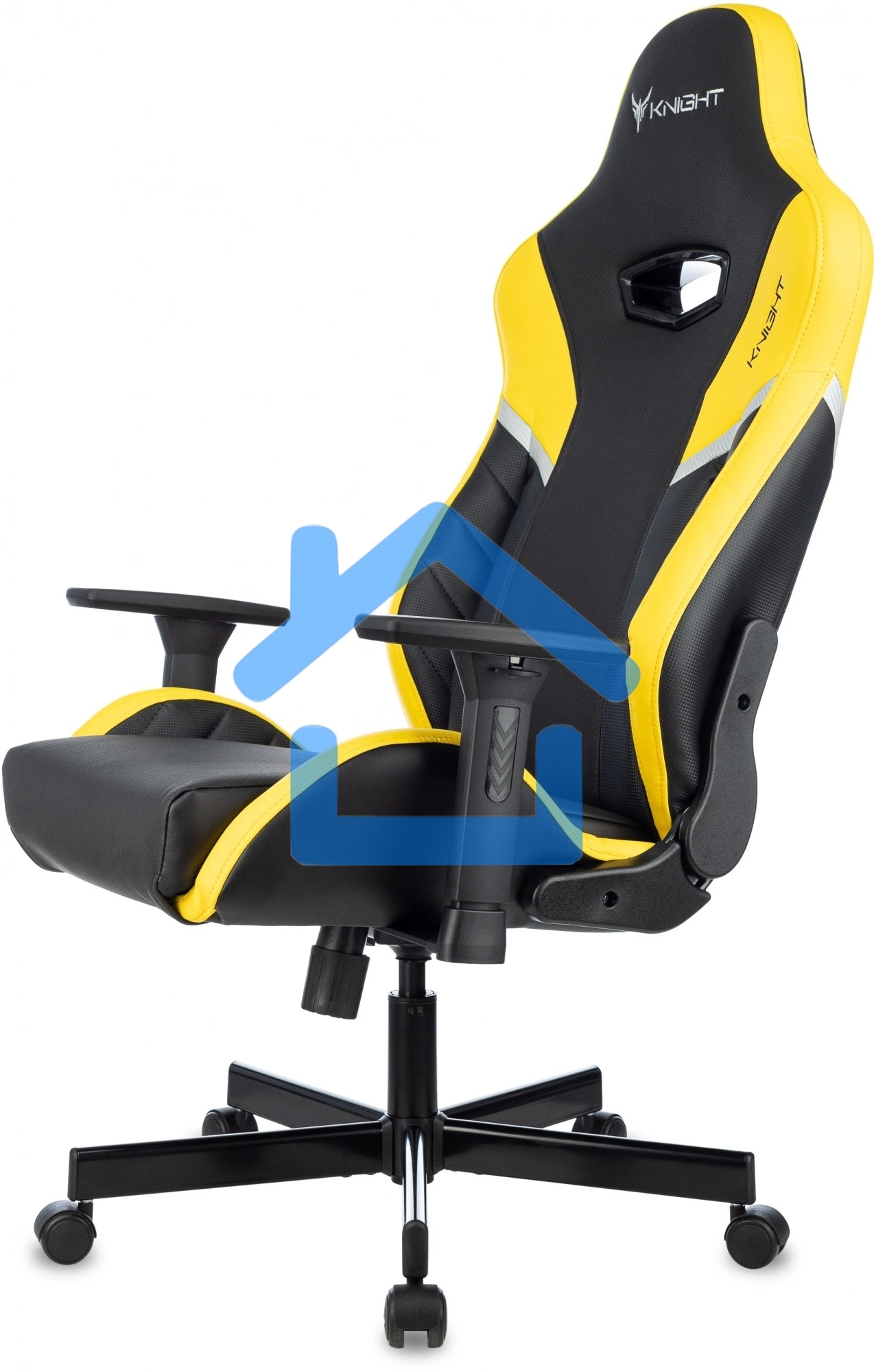 Кресло игровое Knight Thunder 5X черный/желтый эко.кожа крестов. металл