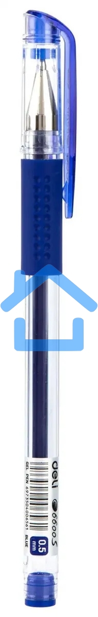 Ручка гелевая Deli Daily E6600SBlue прозрачный, d=0.5мм, синие чернила, резиновая манжета