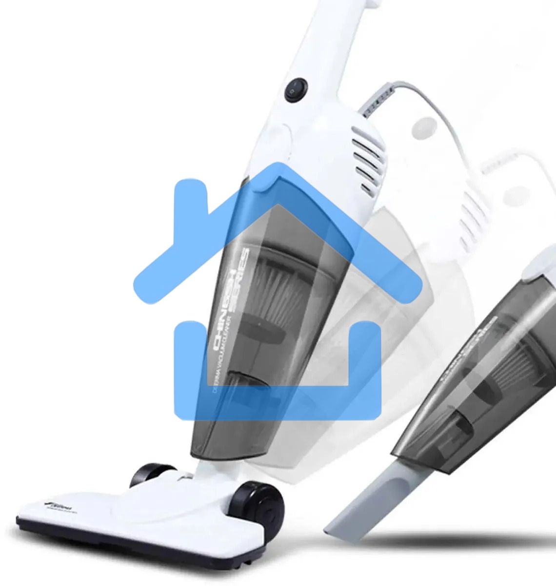 Пылесос вертикальный Deerma DX118C белый/серый, питание от сети, 140 Вт, уборка сухая, пылесборник 1.2 л