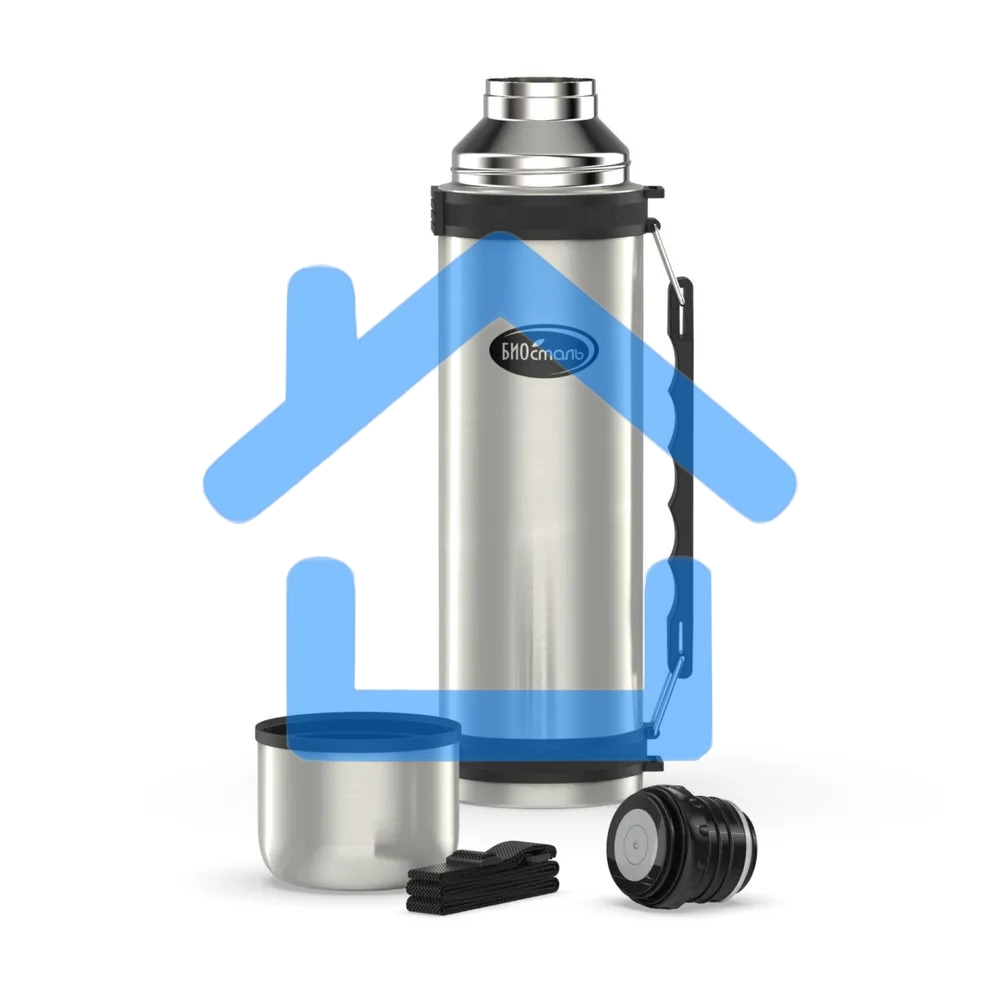 Термос BIOSTAL NG-1800-1 1.8л, универс, нерж., ручка, рем. для переноски, крышка-чашка и доп. пласт. чашка (в уп. 12 шт)