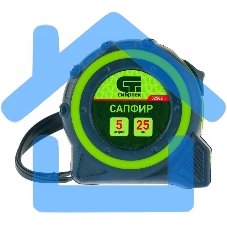 Рулетка СИБРТЕХ Сапфир, двухкомпонентный корпус, 5 м х 25 мм 32582