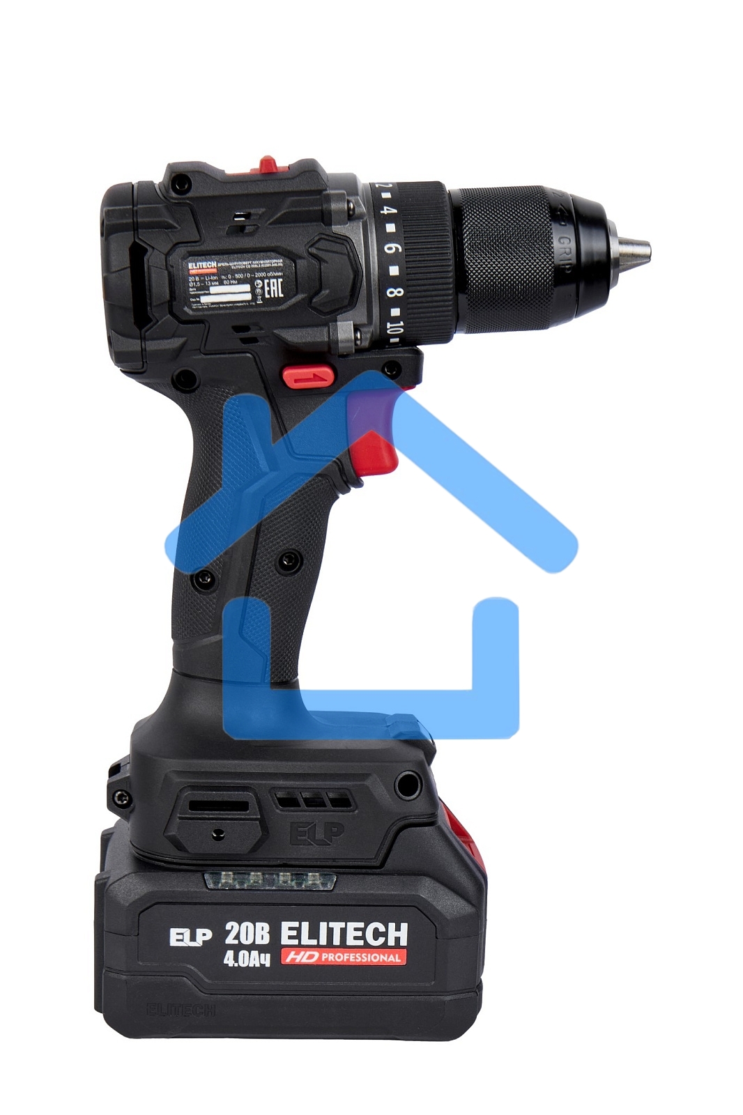 Дрель-шуруповерт Elitech CD 20SL2 (E2201.040.02) 80Вт аккум. патрон:быстрозажимной (кейс в комплекте) (205718)