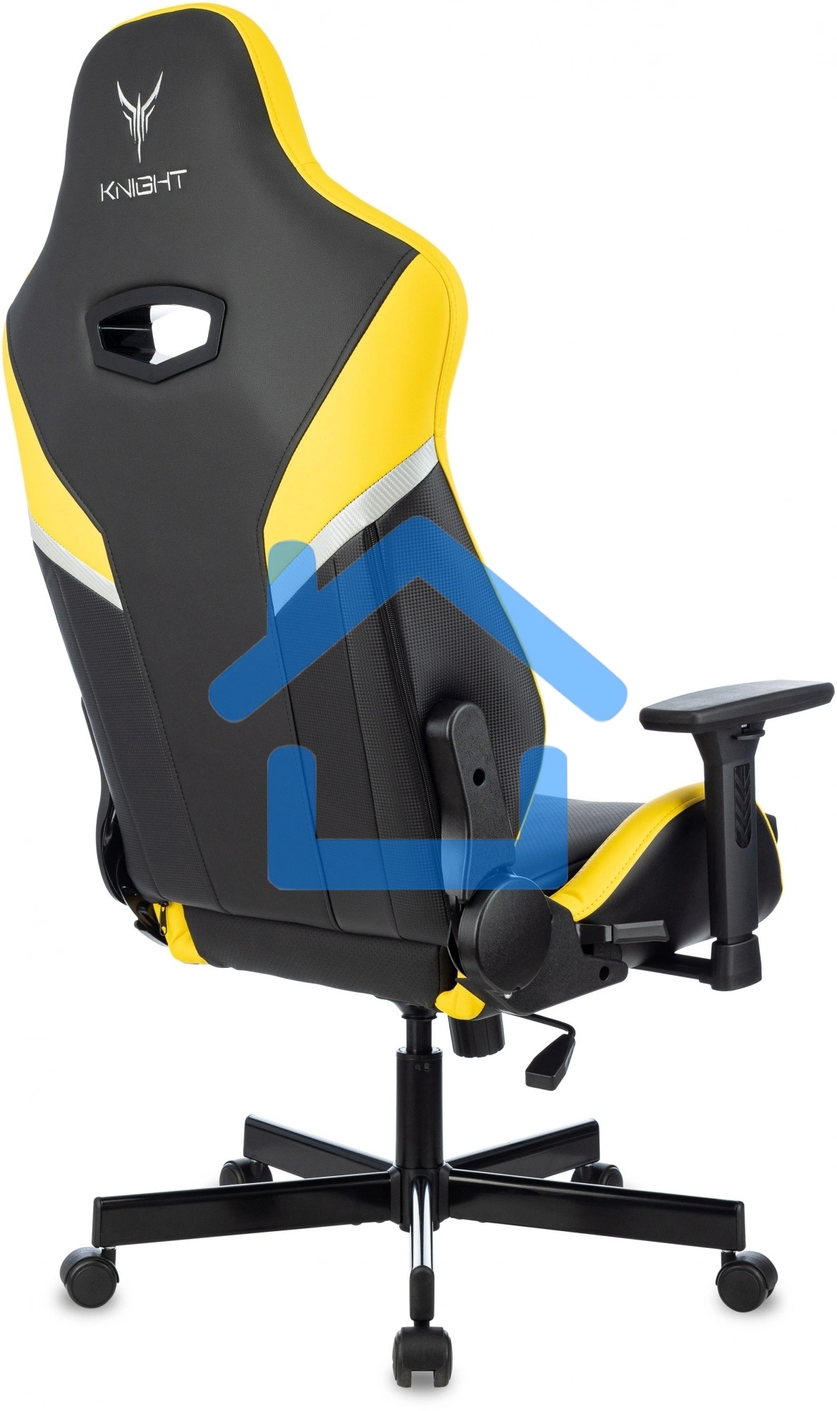 Кресло игровое Knight Thunder 5X черный/желтый эко.кожа крестов. металл