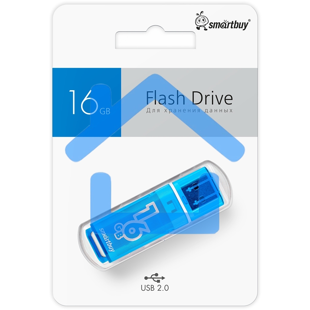 Флешка USB R/W SmartBuy Glossy series Blue (SB16GbGS-B), 16Gb, USB2.0, R/W 25/15, синий