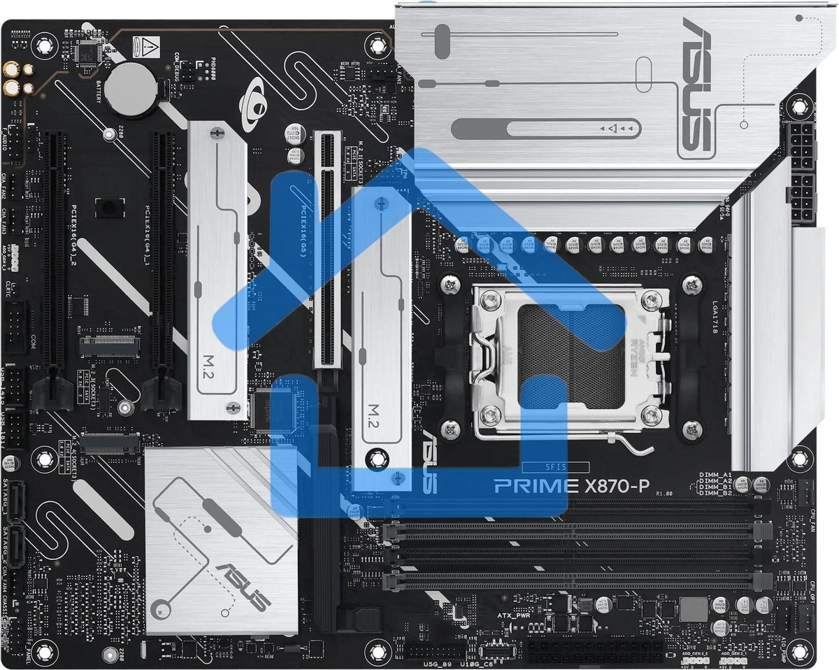 Материнская плата ASUS PRIME X870-P, AM5, AMD X870, 4xDDR5, 2xSATA, 4xM.2, 1xPCIe 5.0 x16, 2xPCIe 4.0 x1, 1xHDMI, 2xUSB-C, 1x 2.5Gb LAN, 4xUSB-A 3.2 Gen 1, 1xUSB-A 3.2 Gen 2, 4xUSB-A 2.0, 3x3.5 мм, 7.1, ATX