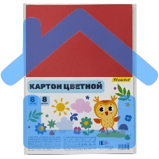 Картон цветной Silwerhof ассорти немелованная 8л. 8цв. A4 Веселые друзья 230г/м2 1диз. ПЭТ (упаковка: 25шт)