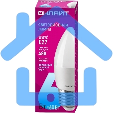 Лампа светодиодная ОНЛАЙТ 61129 OLL-C37-6-230-6.5K-E27-FR
