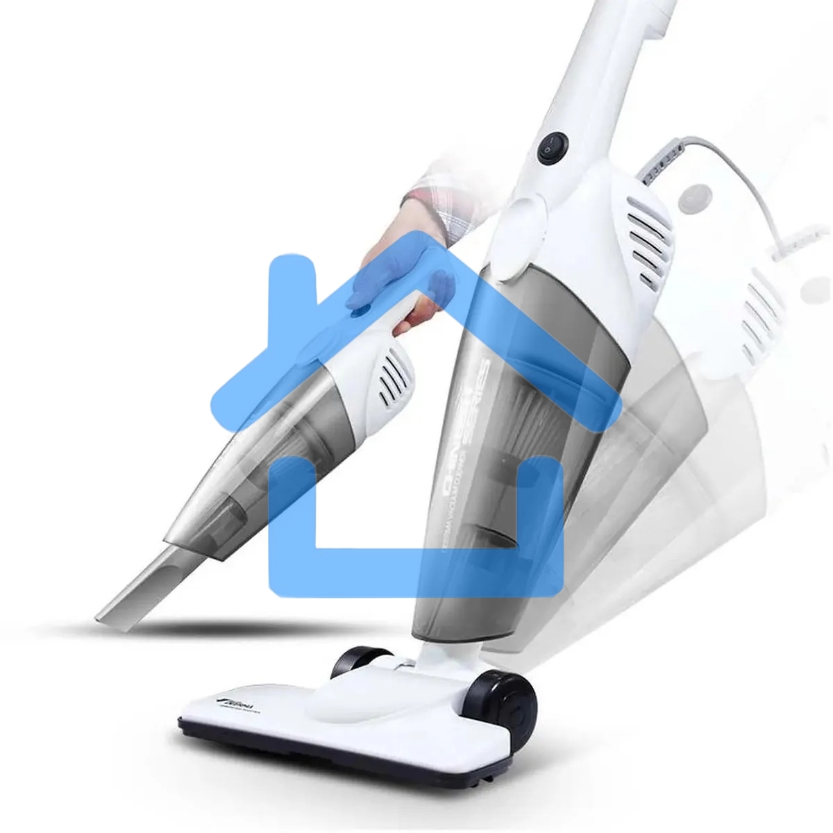 Пылесос вертикальный Deerma DX118C белый/серый, питание от сети, 140 Вт, уборка сухая, пылесборник 1.2 л