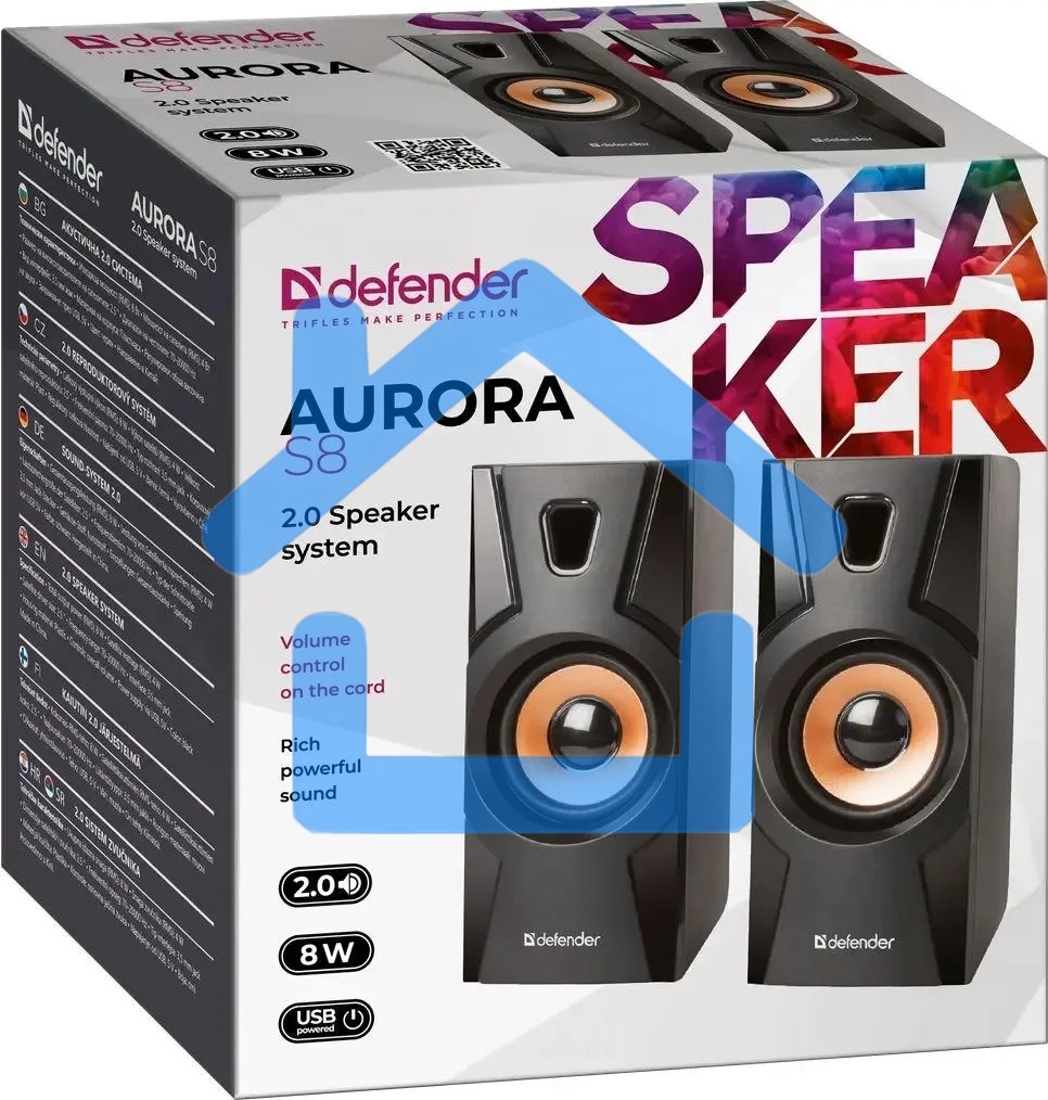 Акустическая система 2.0 Defender Aurora S8 черный, 8 Вт, питание от USB