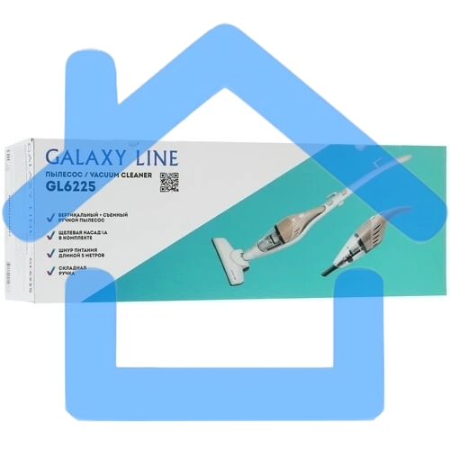 Пылесос вертикальный Galaxy GL 6225 белый, питание от сети, 150 Вт, уборка сухая, пылесборник 0.8 л