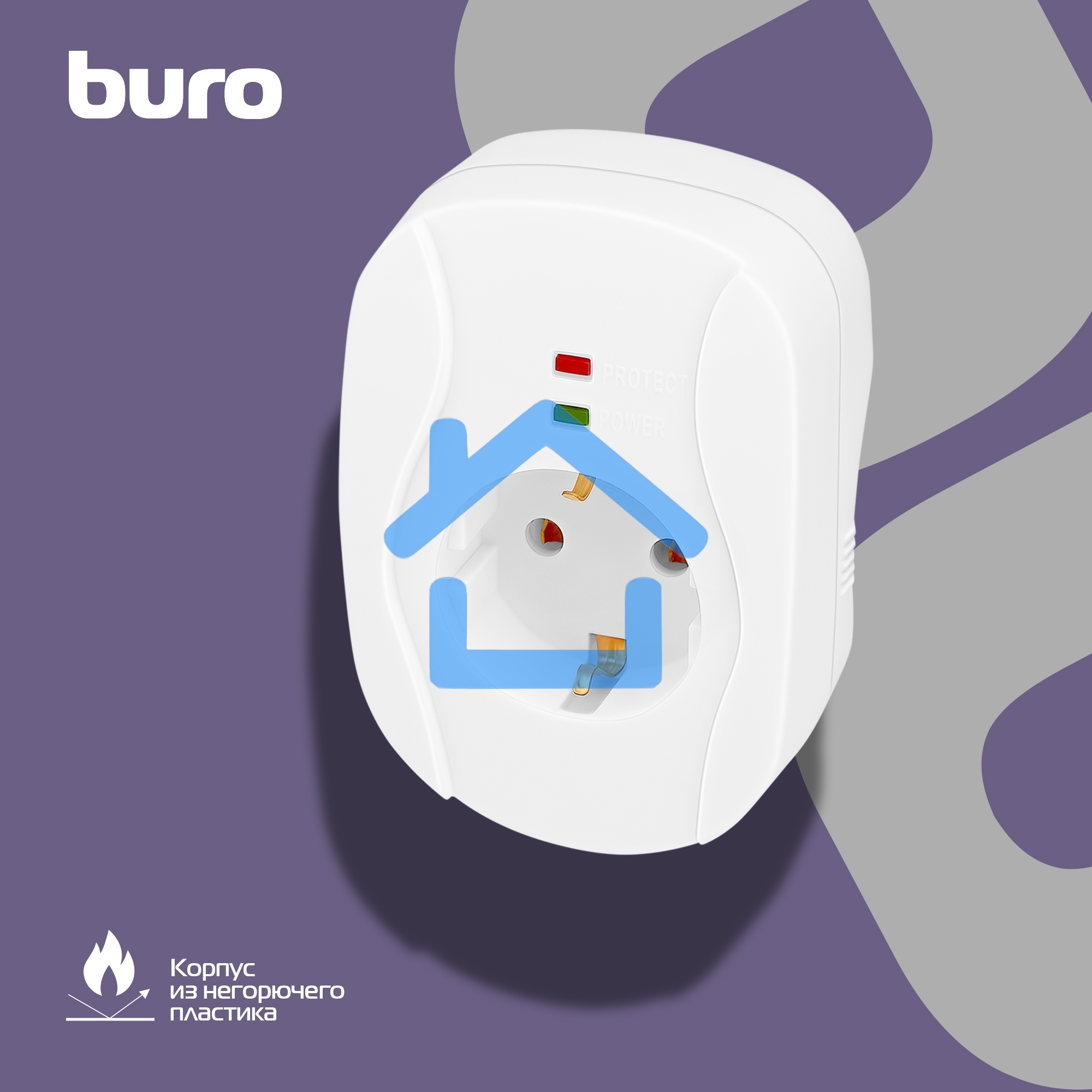 Сетевой фильтр Buro 100SH-WE (1 розетка) белый (коробка)