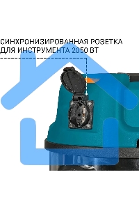 Строительный пылесос Bort BSS-1620-Storm синий, 270/1600 Вт, уборка сухая/влажная, пылесборник мешок/контейнер, 20 л