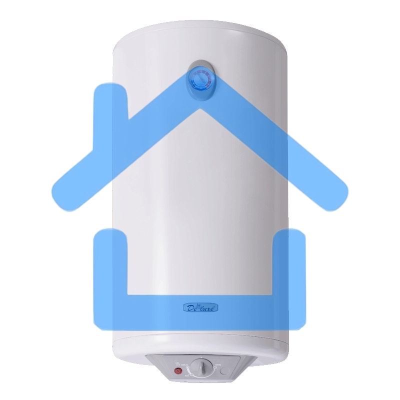 Водонагреватель De Luxe 3W50V1 Объем 50л,мощность 1,5квт,нагрев 2ч, вес 18кг, высота 733,диаметр 360мм.