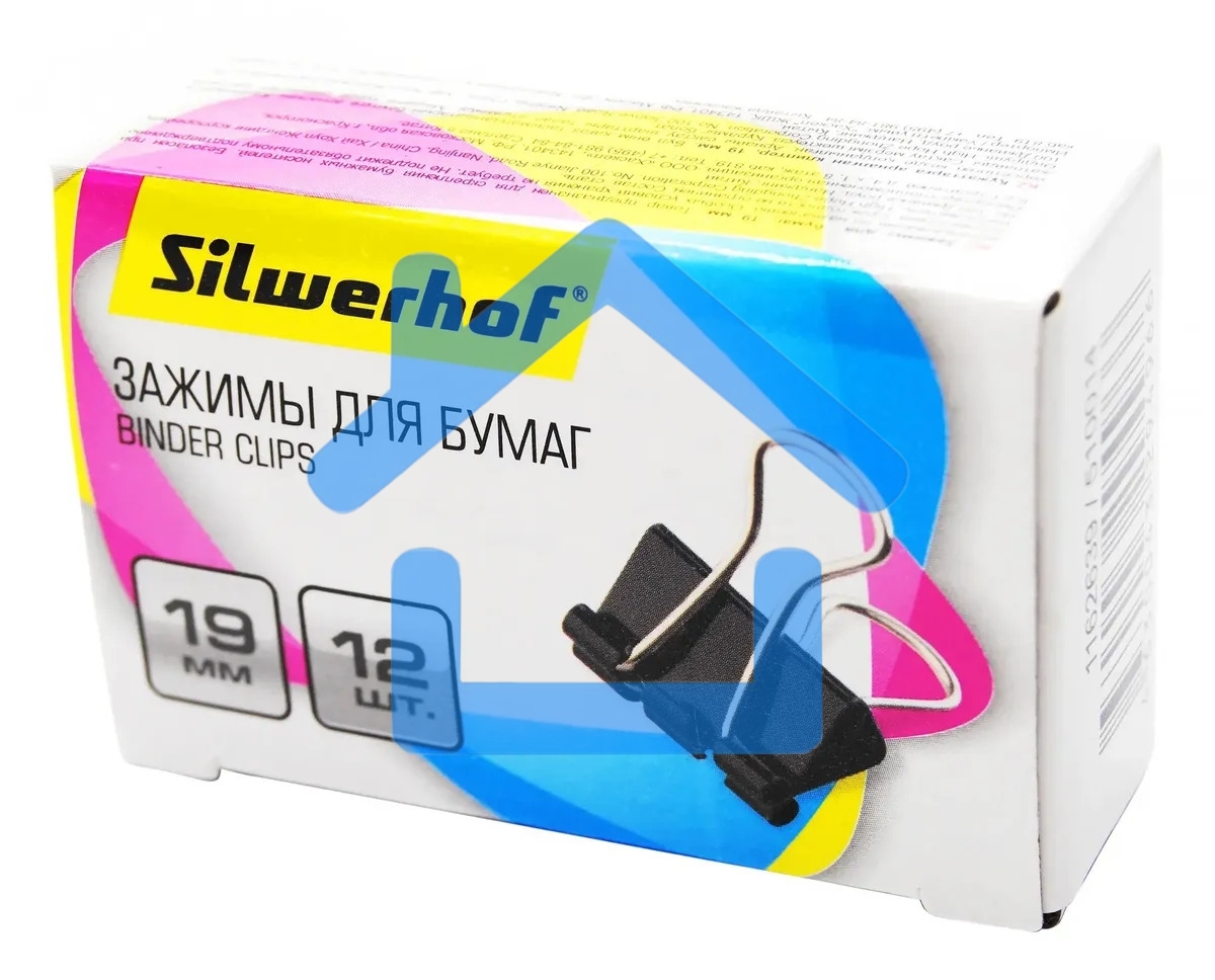 Зажимы Silwerhof 510014 сталь 19мм черный (упаковка: 12шт) картонная коробка