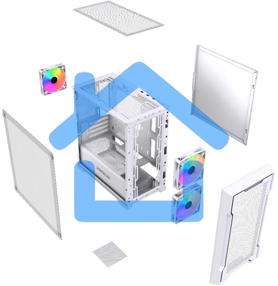 Компьютерный корпус Powercase Mistral Micro X3W ARGB, Tempered Glass, 3x 120мм ARGB PWM Fan, белый, mATX (CMMXW-A3)