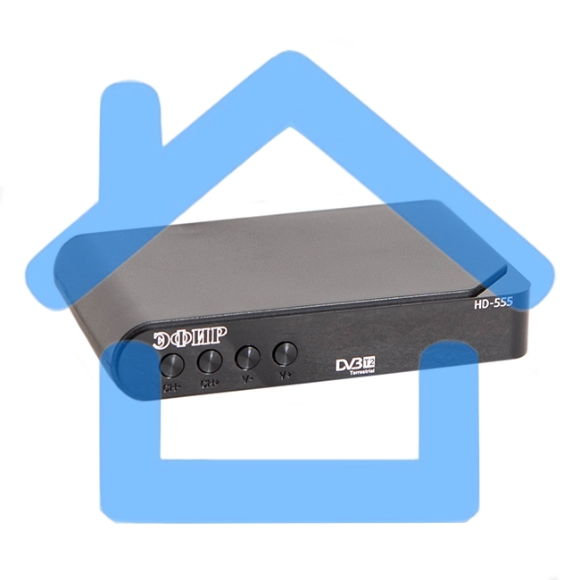 Ресивер эфирный цифровой DVB-T2 HD HD-555 пластик, дисплей, Эфир
