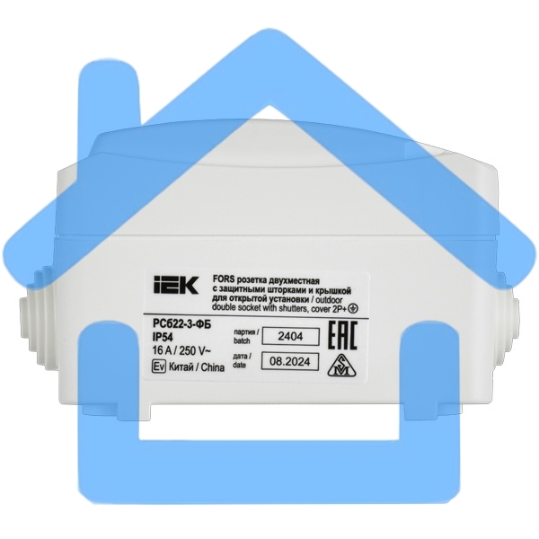 Розетка 2-я IEK ERS22-K01-16-54-DC ОП Форс РСб22-3-ФБ 16А IP54 с заземл. защ. шторки белый