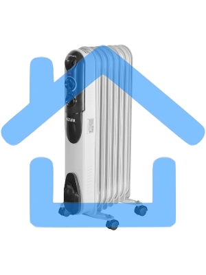 Обогреватель масляный Ресанта ОМПТ-7Н (7 секций) белый, 1500 Вт, 15 м2, термостат 67/3/3