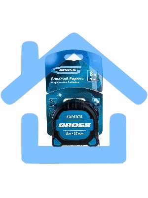 Рулетка Experte, 8 м x 27 мм, двухкомпон. корпус, магнит, двухстор. разметка, нейлон Gross