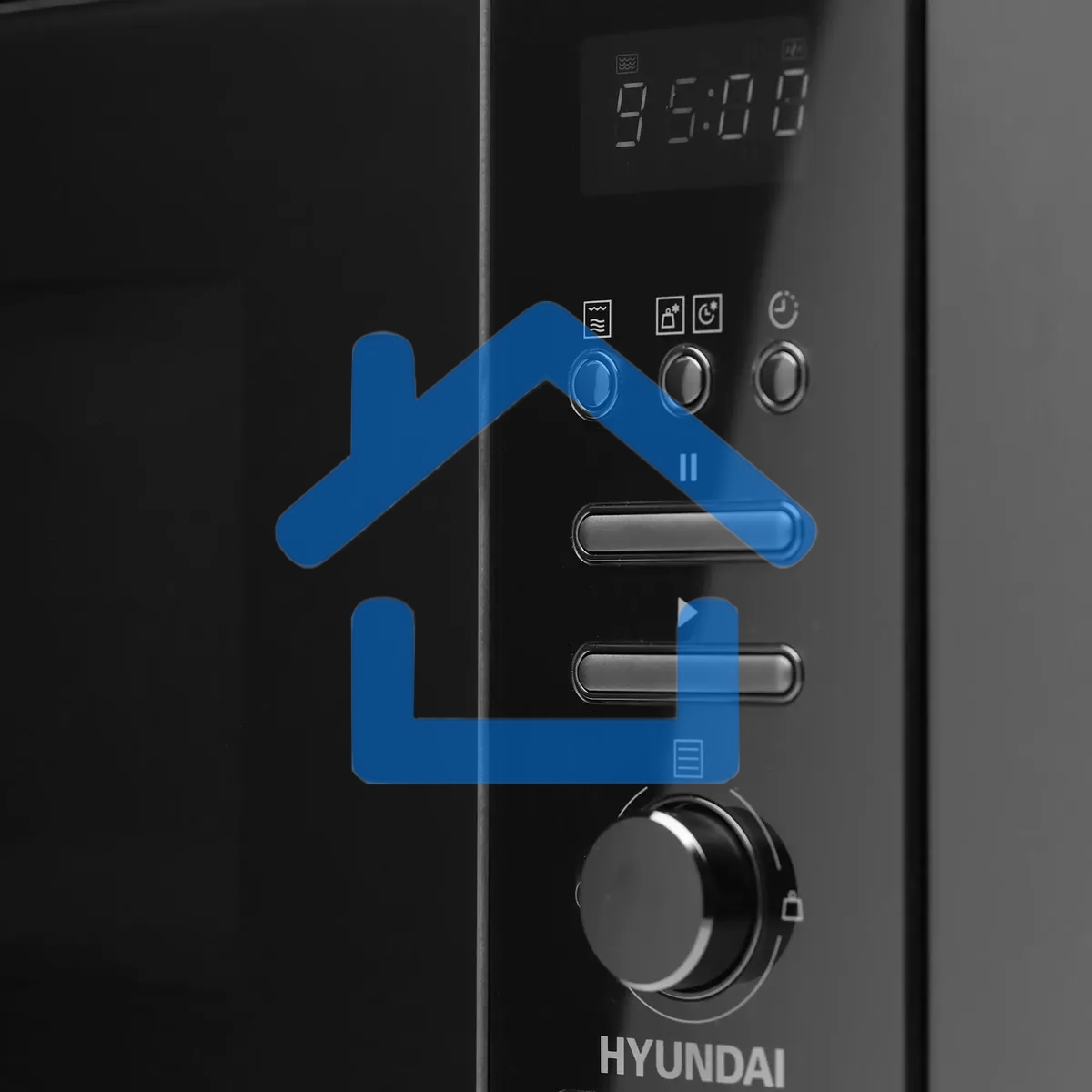 Микроволновая печь встраиваемая Hyundai HBW 2040 BG черный, 20 л, 800 Вт, переключатели - кнопки/поворотный механизм