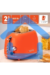 Тостер Galaxy Line GL 2921, апельсиновый фреш, металл, 900 Вт, 6 степеней поджарки