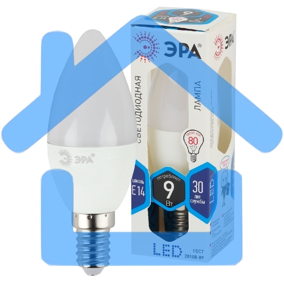 Лампа светодиодная ЭРА STD LED B35-9W-840-E14 9 Вт свеча нейтральный белый свeт