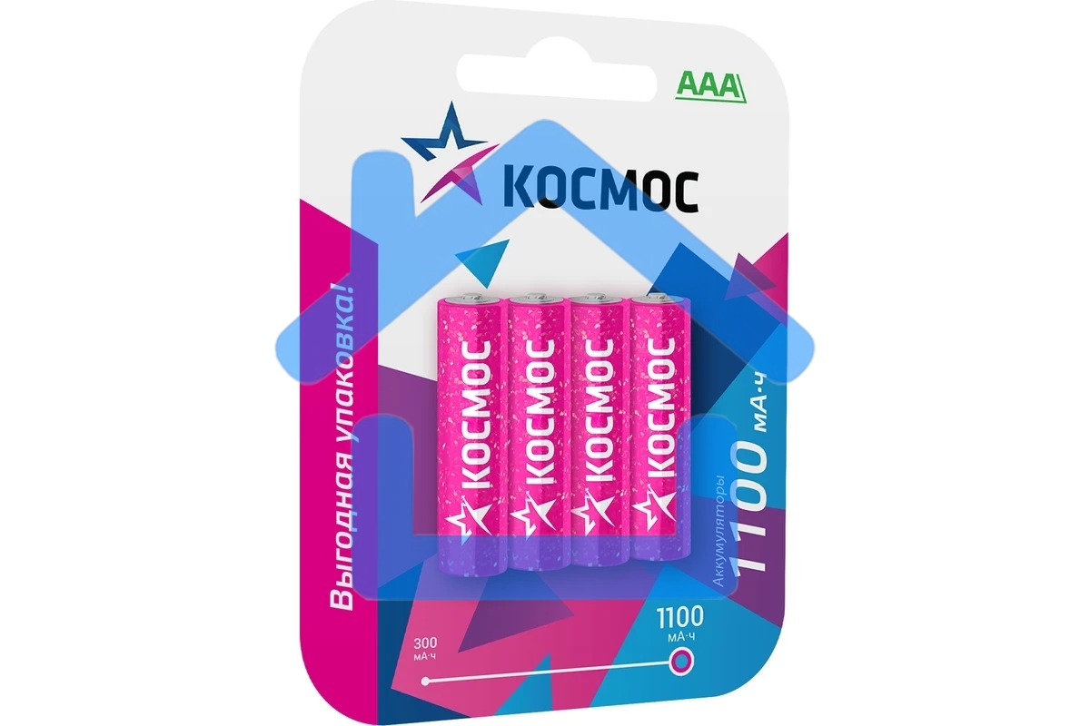 Аккумулятор AAA/R03 Ni-MH 1100мА.ч (блист.4шт) КОСМОС KOCR03NIMH(1100MAH)4BL