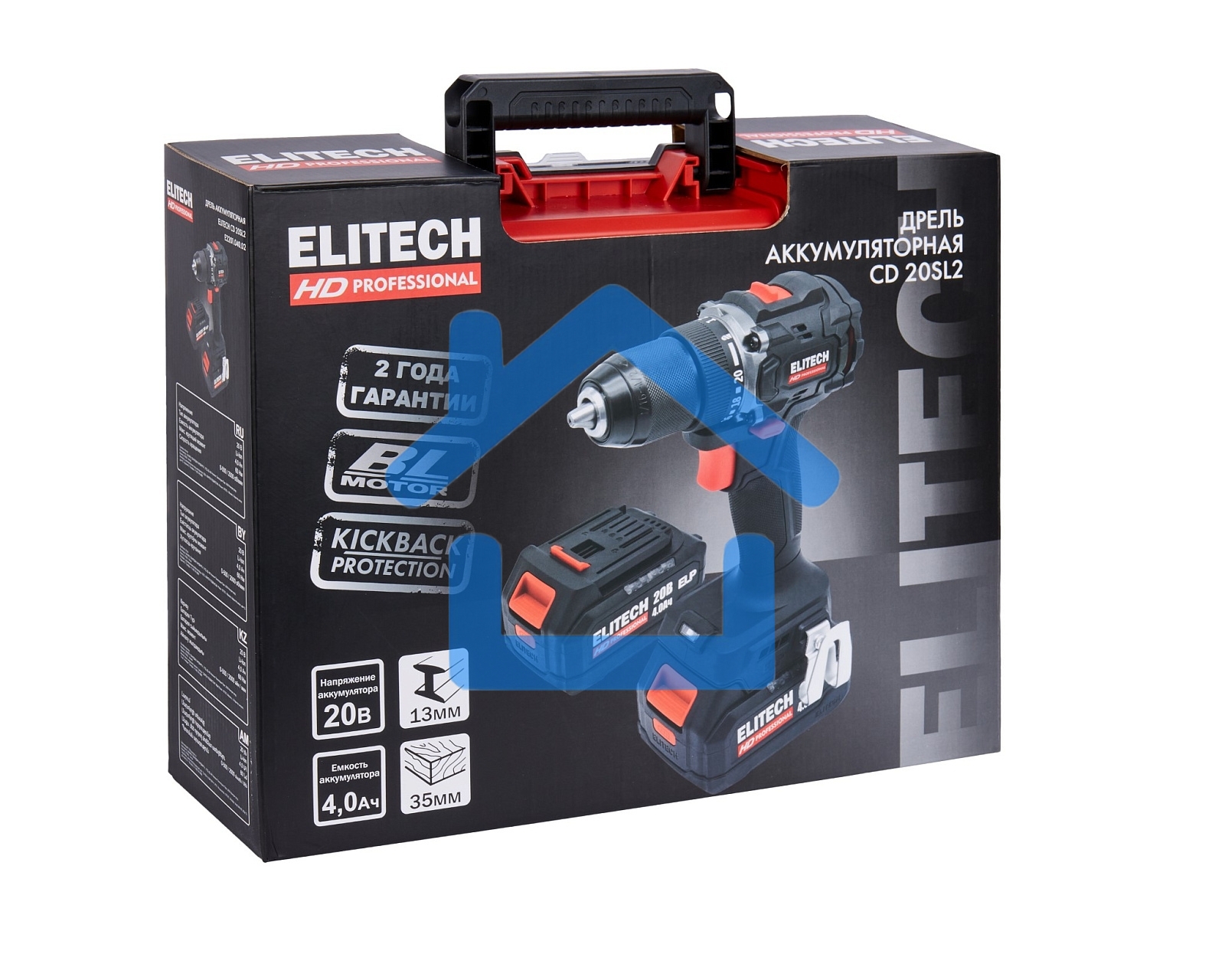 Дрель-шуруповерт Elitech CD 20SL2 (E2201.040.02) 80Вт аккум. патрон:быстрозажимной (кейс в комплекте) (205718)