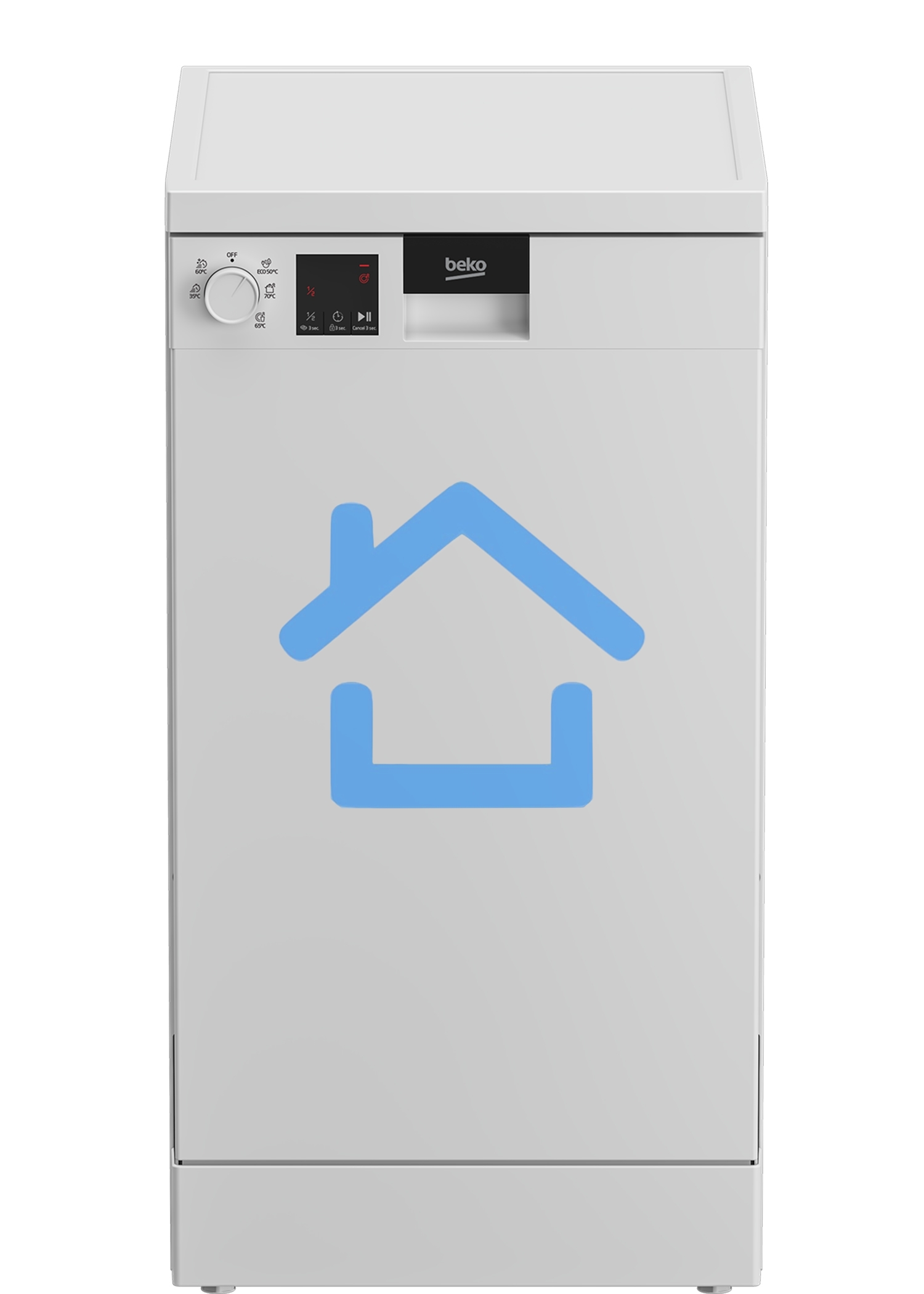 Посудомоечная машина Beko DVS050R01W, белая, 44.8 см, 10 компл., 49 дБ, класс A