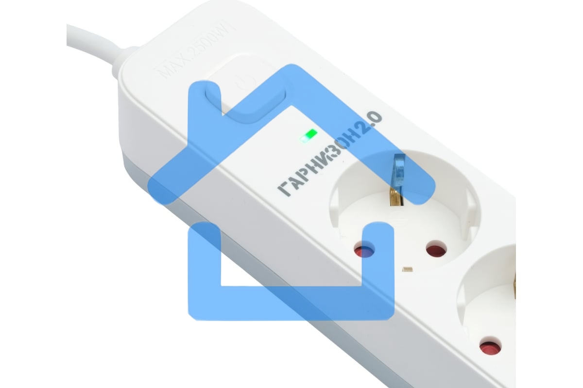 Сетевой фильтр Гарнизон EPS-5-W-2 5р, 2.0, 10А, 2м, ур.защиты 2+, белый, пакет (21442)