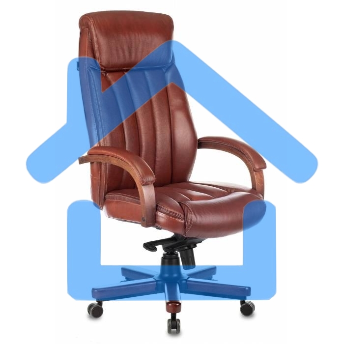 Кресло руководителя Бюрократ T-9922WALNUT светло-коричневый Leather Eichel, кожа, крестовина дерево