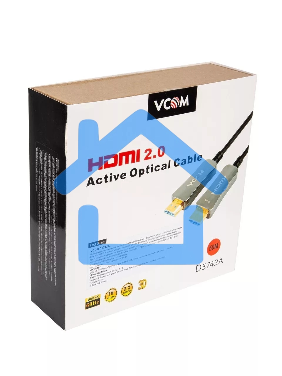 Активный оптический кабель HDMI 19M/M,ver. 2.0, 4K@60 Hz 50m VCOM <D3742A-50M>