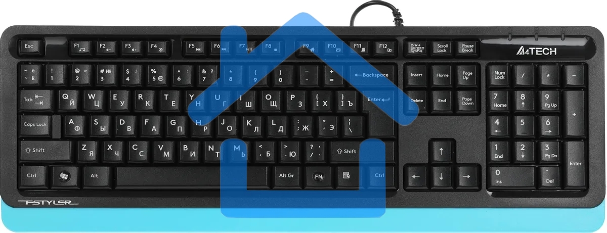 Клавиатура A4Tech Fstyler FK10 проводная, USB, черный/синий