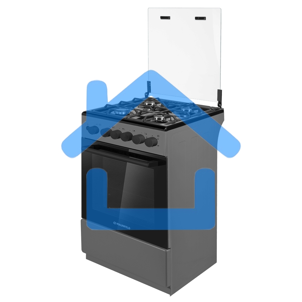 Плита газовая Maunfeld MGC50GCGR08D серый, конфорок 4 шт, духовка 59 л, 50 см x 89 см x 65 см