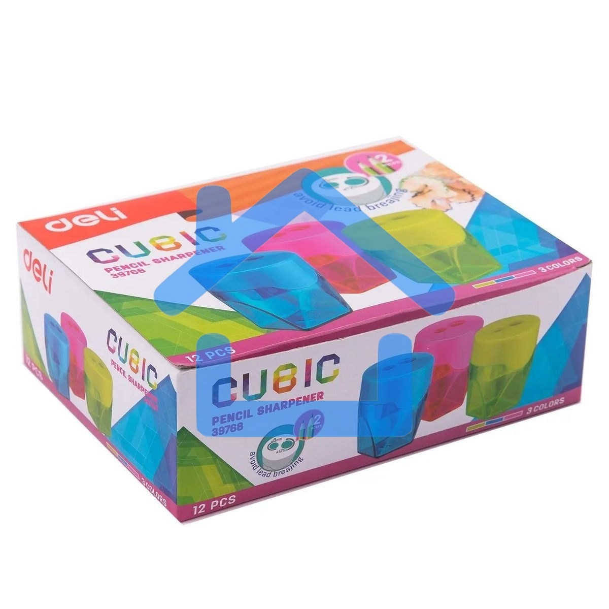 Точилка для карандашей ручная Deli E39768, 2 отверстия, пластик, ассорти