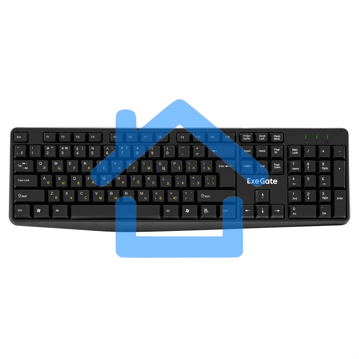 Клавиатура ExeGate EX298364RUS Smart K120 (USB, полноразмерная, влагозащищенная, 104кл., Enter большой, длина кабеля 1,6м, черная, RTL)