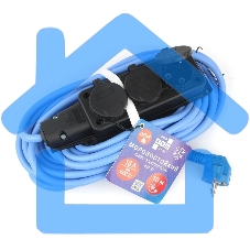 Удлинитель морозостойкий Gembird PC-3GF-R-10(IP) черный/синий, 10 м, 3 розетки, 3500 Вт