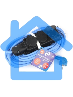 Удлинитель морозостойкий Gembird PC-3GF-R-10(IP) черный/синий, 10 м, 3 розетки, 3500 Вт