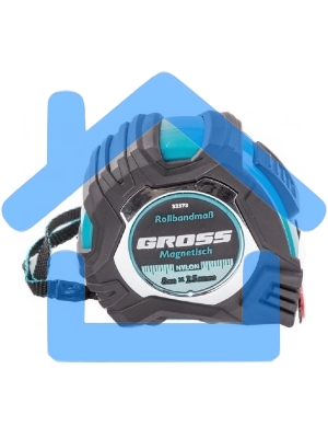 Рулетка Magnetisch, 8м х 25мм, обрезин. корпус,автоматич. фиксация, нейлон. покр.,магн.зацеп Gross