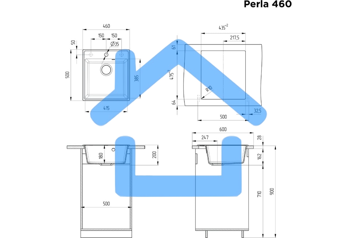 Кухонная мойка Maunfeld Perla 460 MFQS-460BG бежевый