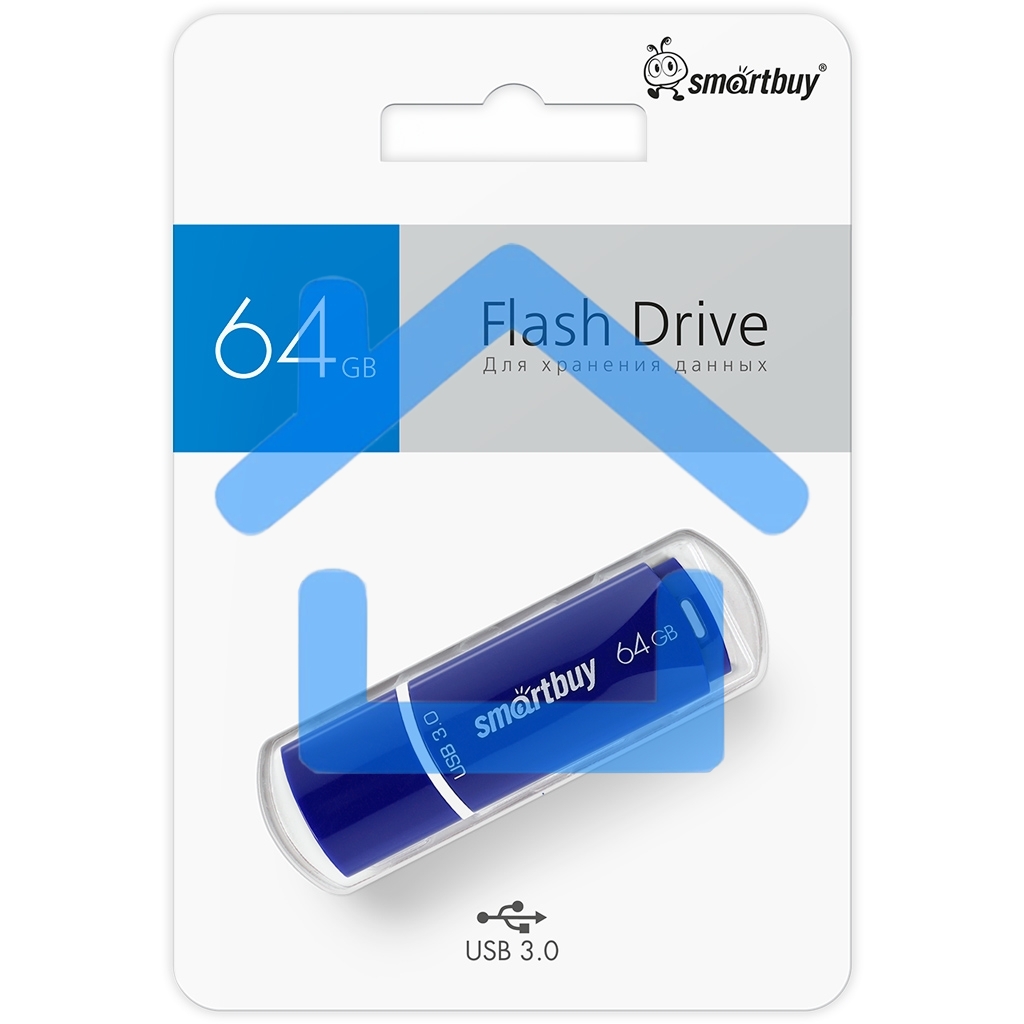 Флешка USB R/W SmartBuy CROWN BLUE (SB64GBCRW-Bl), 64Gb, USB 3.0, R/W 75/25, синий