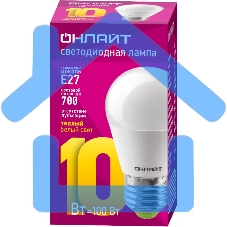 Лампа светодиодная ОНЛАЙТ 61968 OLL-G45-10-230-2.7K-E27
