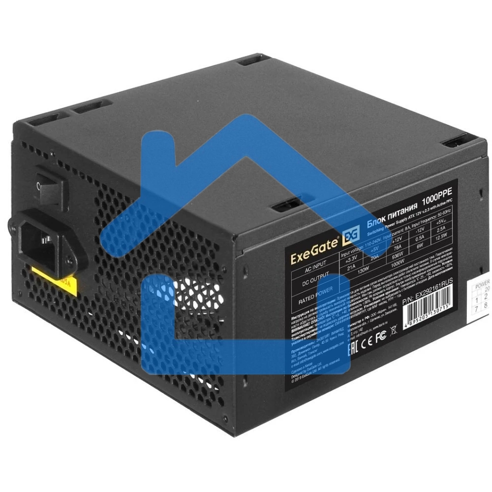 Блок питания ExeGate 1000PPE (EX292161RUS-PC), 1000Вт, 120мм, черный