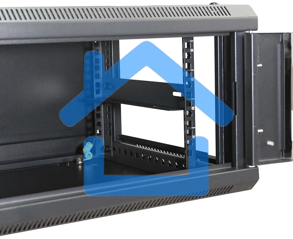 Шкаф телекоммуникационный настенный NEOMAX 6U (600х450), стеклянная дверь, замок-ключ (3 шт), разборный, цвет черный (1 коробка) NCB-WM6U-6045GK3-100-BK