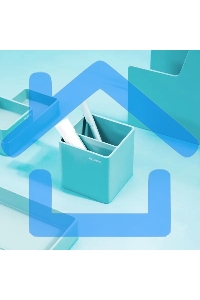 Подставка Deli ENS011blue Nusign 2 отделения для письменных принадлежностей, 84х84х86мм, синий, пластик