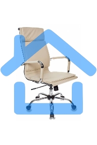 Кресло руководителя Бюрократ CH-993/ivory слоновая кость, искусственная кожа, крестовина хромированная