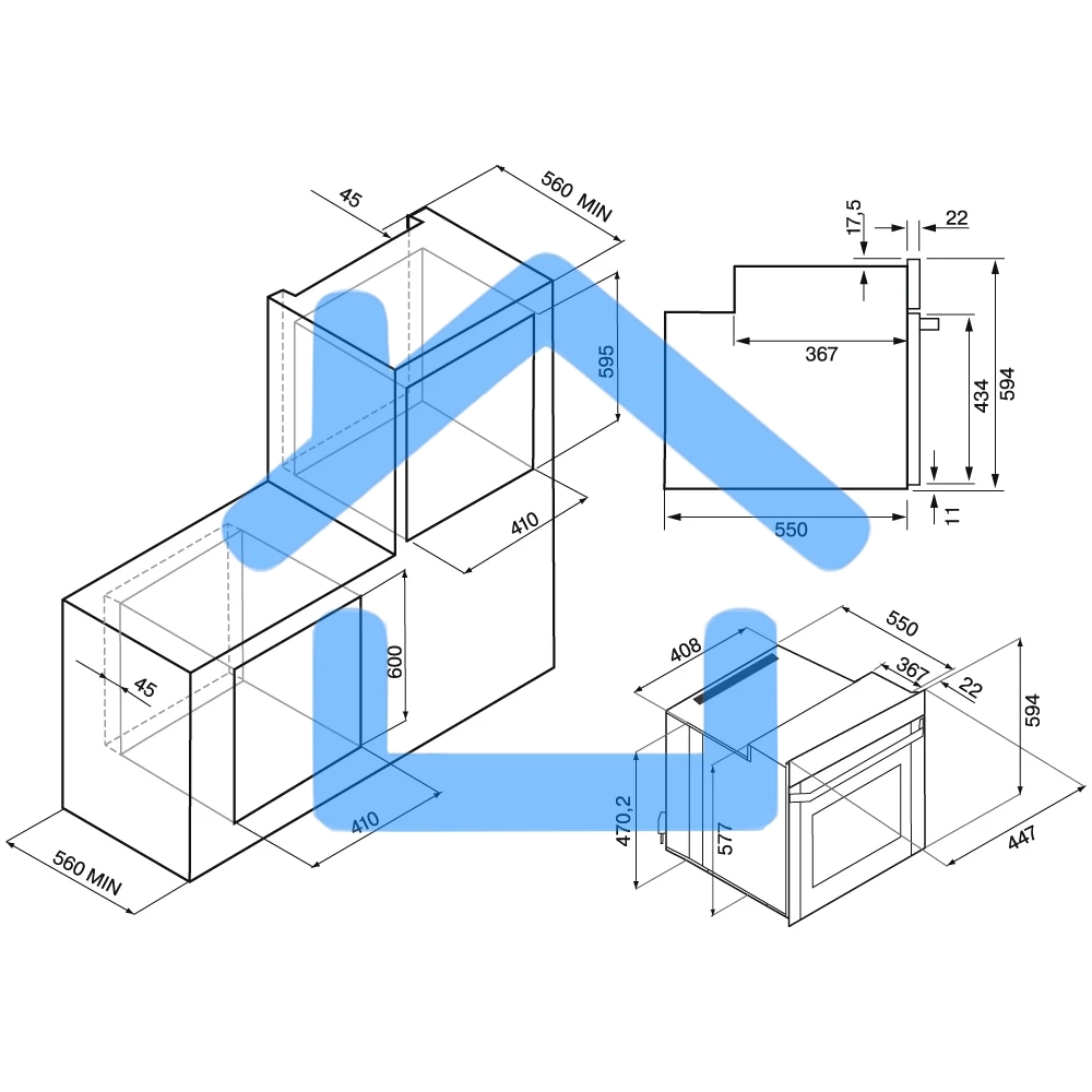 Духовой шкаф электрический Krona LINDE 45 BL черный
